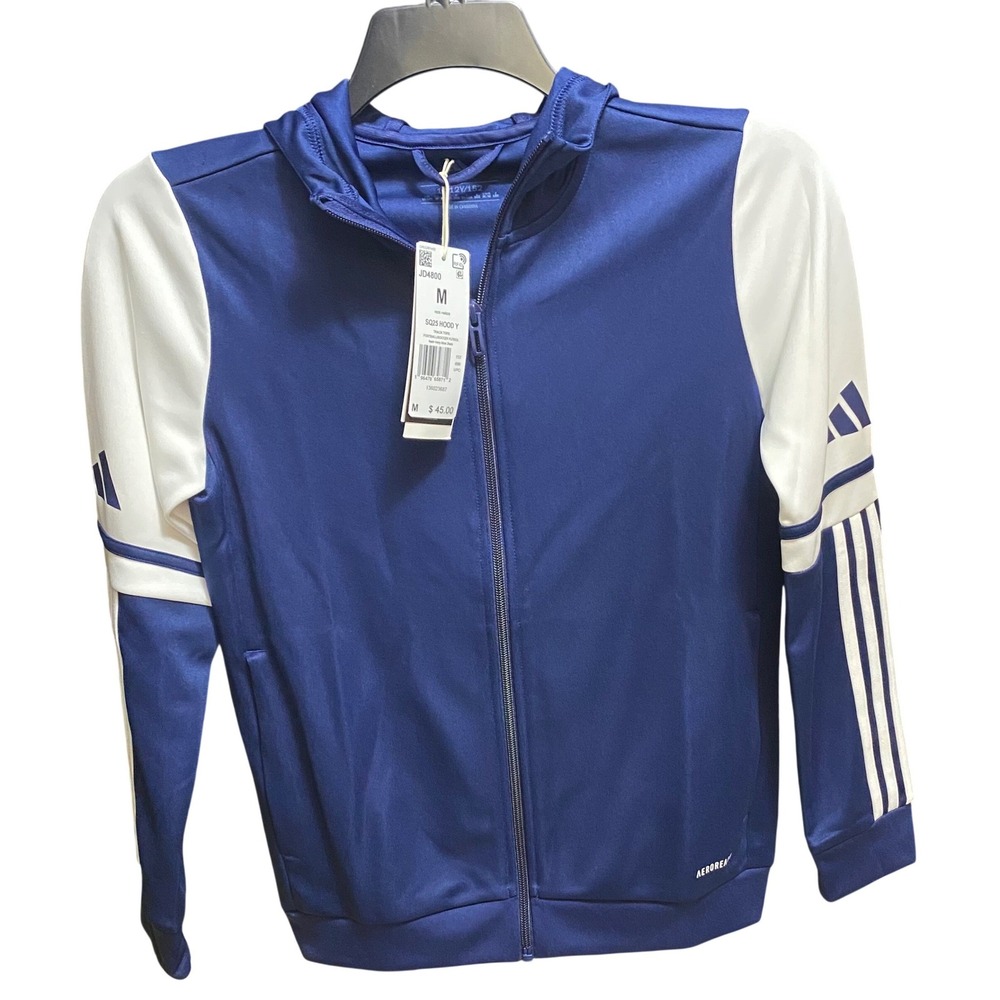 Adidas JD4800‎ Kids Soccer Track Top Jacket Navy White Aeroready Size M